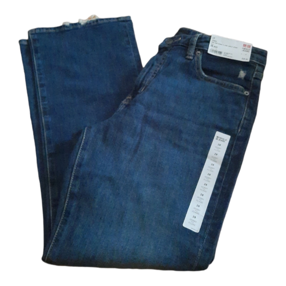 Uniqlo Womens High-Rise Skinny Flare Ankle Jeans Size 28